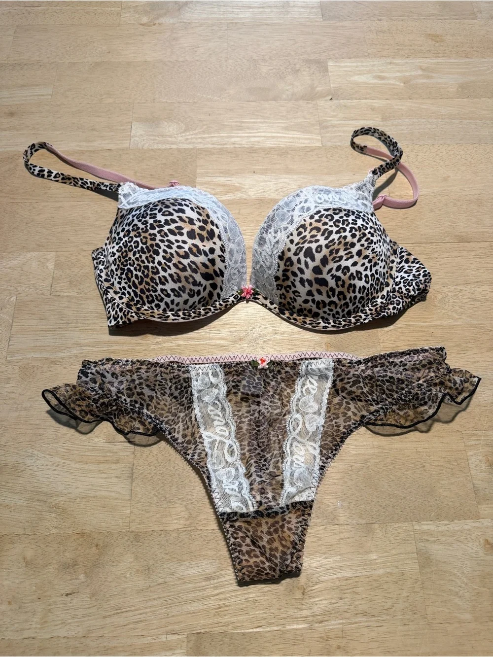 Victoria’s Secret Sexy Little Things Leopard PushUp Bra and Thong Set